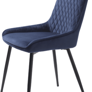 Spisebordsstol/spisestuestol Nordique Design Milton 2-pak blå fløjl med sorte metalben H85ÃB52 cm